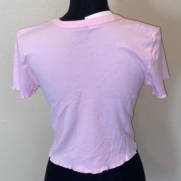PacSun LA Pink Unicorn Dreams Cropped Tee Shirt Large - Picture 3 of 9